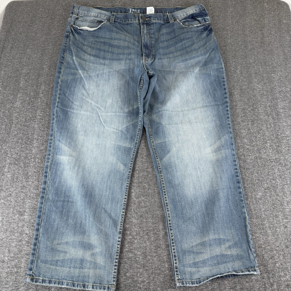True Nation Jeans Mens Relaxed Fit Blue Denim Stretch Casual Measured 46x28